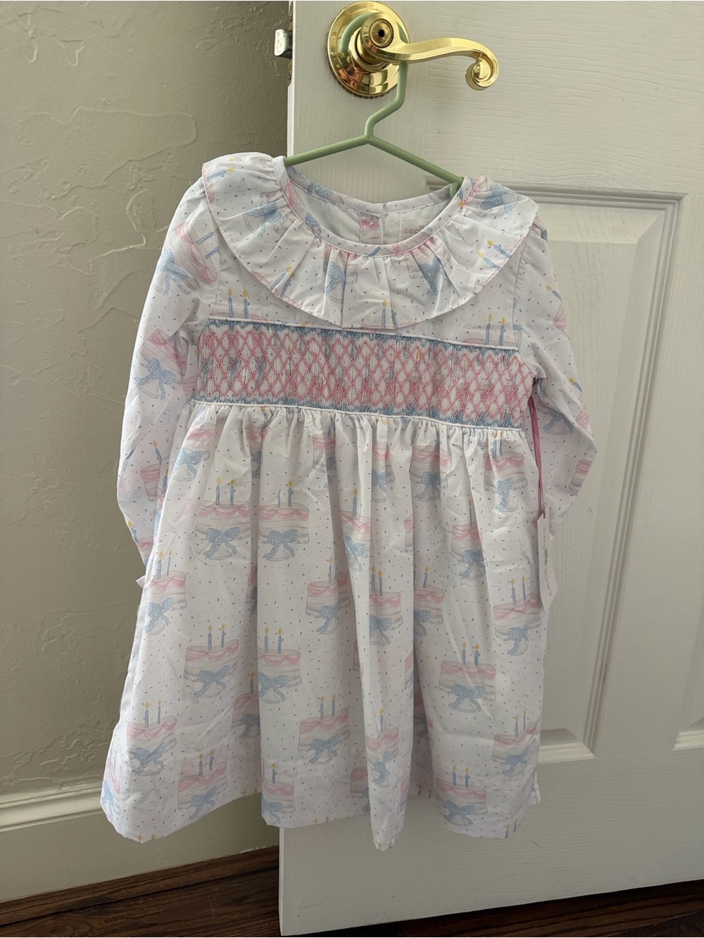 Girls' White Pastel Birthday Cake Print Dress NWT